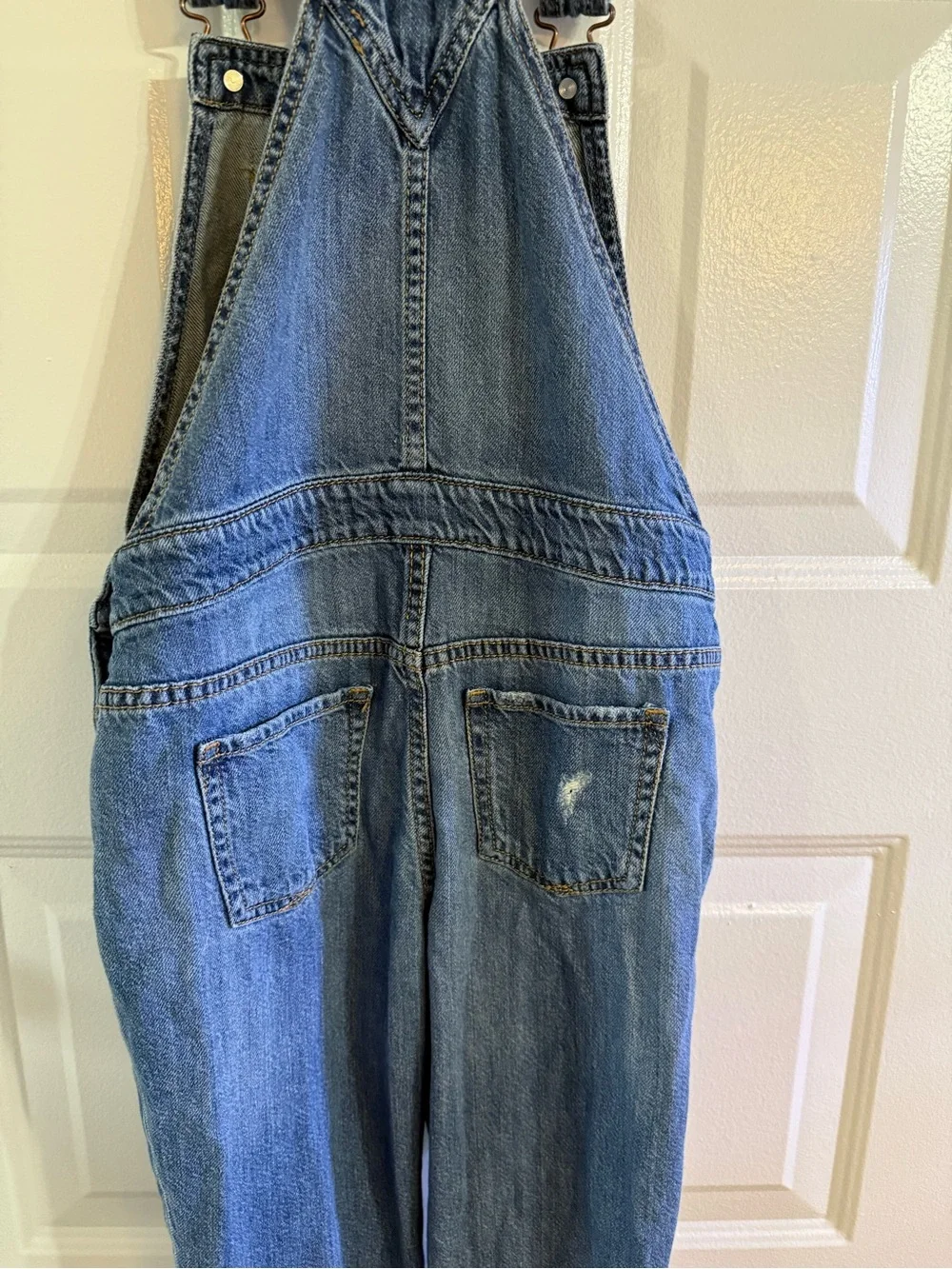 Gap Kids Girls Blue Denim Overall One-Piece L Cotton Adjustable Straps Pockets